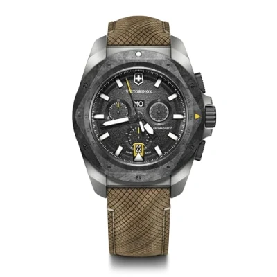 Image of Victorinox Men’s Watch I.N.O.X. Chrono Ø 43 mm, Swiss Made, Analogue Quartz, Water Resistant up to 200 m, Wood Strap, Black/Brown