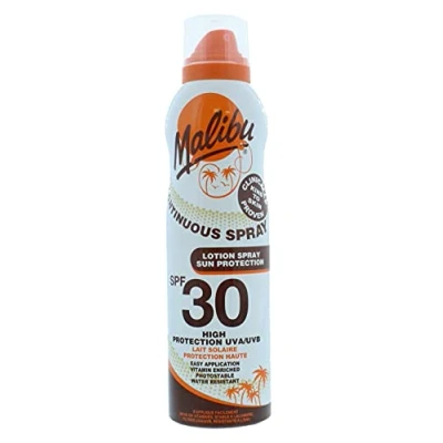 Image of Malibu Sun SPF 30 Continuous Lotion Spray Sunscreen, High Protection, Vitamin Enriched, Water Resistant, 175ml