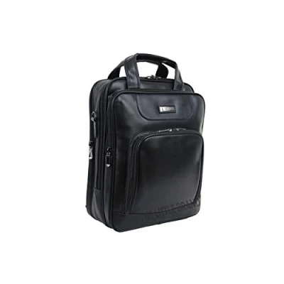 Image of Mens Laptop Bag Briefcase Backpack Messenger Office Shoulder Faux Leather 051 (Black)