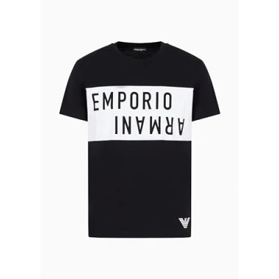 Image of Emporio Armani Men&#039;s Bold Logo Crew Neck T Shirt, Black/White, S