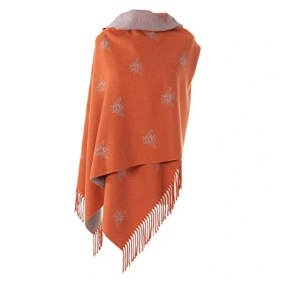 Image of London Scarfs Winter Warmer Reversible Thick Long Bumble Bee Print Fashion Scarf Blanket Wrap (Orange/Silver)