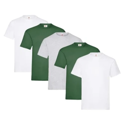 Image of Fruit of the Loom Men&#039;s T Shirt, Heavy Cotton, M, L, XL, XXL, 3XL, Various Colour Sets, Pack 5, 3XL
