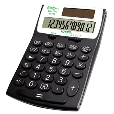 Image of Aurora Black/White 12 Digit Desk Calculator