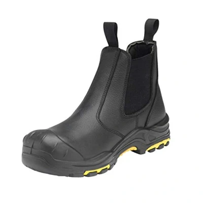 Image of JCB Rise S3 SRC HRO Leather Heavy Duty Steel Toe Cap Chelsea Dealer Safety Boots (7 UK, Black)
