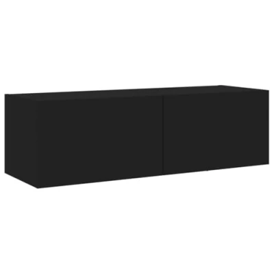 Image of vidaXL Wall Mounted TV Cabinet with Multi colour LED Lights Durable Engineered Wood Black Finish Space Optimizer and Storage Solution