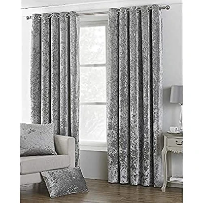 Image of Riva Paoletti Verona Ringtop Eyelet Curtains (Pair) Silver 229cm width x 137cm drop (90&quot; 54&quot; inches)