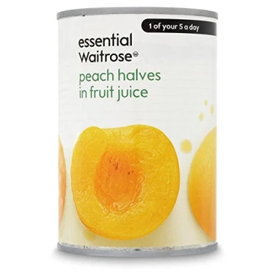 Image of Peach Halves in Fruit Juice essential Waitrose 410g