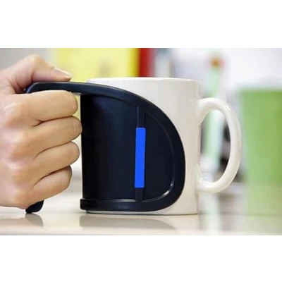 Image of Lifeswonderful Duo Cup &amp; Mug Handle (Blue) Provides a Second to Standard Mugs Drinking Aid for The Elderly, Arthritis