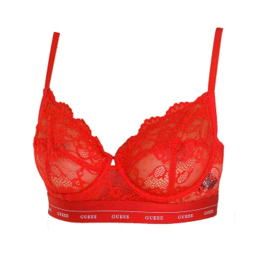 Image of Guess Womenss Lace Bra with underwire and elastic sides O0BC15PZ01C Red Size 36B
