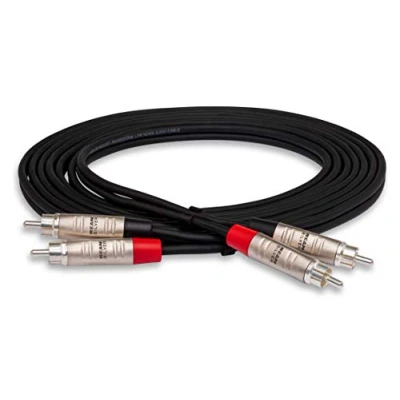 Image of Hosa HRR 005X2 Dual REAN RCA to Pro Stereo Interconnect Cable, 5 Feet