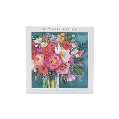 Image of UK Greetings Get Well Soon Card for Her/Friend Floral Painted Design
