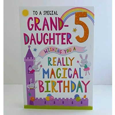 Image of Regal Publishing Juvenile Birthday Card Age 5 Granddaughter 9 x 6 inches, C80571,Pink