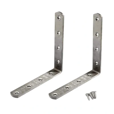 Image of (2 Pieces) 150x150x25x4mm Angle Connector Corner Brackets (Thickness 4mm) Stainless Steel L Shape Brace with Screws
