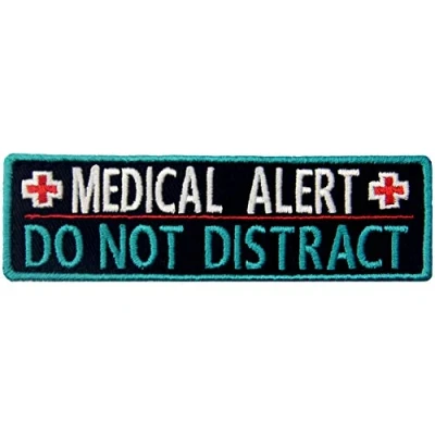 Image of Service Dog Medical Alert Do Not Distract Vests/Harnesses Patch Embroidered Badge Fastener Hook &amp; Loop Emblem