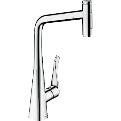 Image of hansgrohe Metris Select M71 Kitchen tap with pull out spray, chrome, 73820000