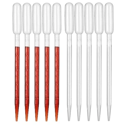 Image of Hyber&amp;Cara 100Pcs 5ml Transfer Plastic Dropper Pipette Transparent Graduated Disposable Pasteur for Liquid