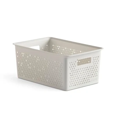 Image of TATAY Rectangular Organiser Box 4L Bohol, Polypropylene, BPA Free, 100% Recycled Plastic. White. Measures 17 x 27 11,5 cm