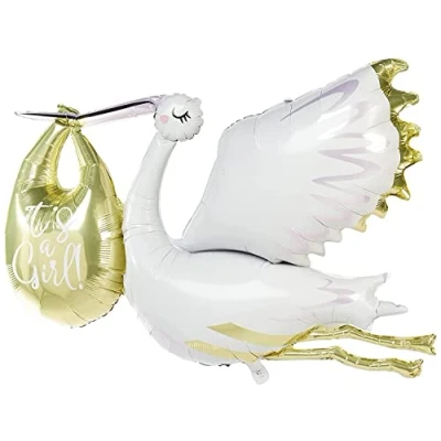 Image of It&#039;s a Boy Giant Stork Foil Balloon (157cm) Perfect for Baby Showers &amp; Gender Reveal Parties 1 Pc