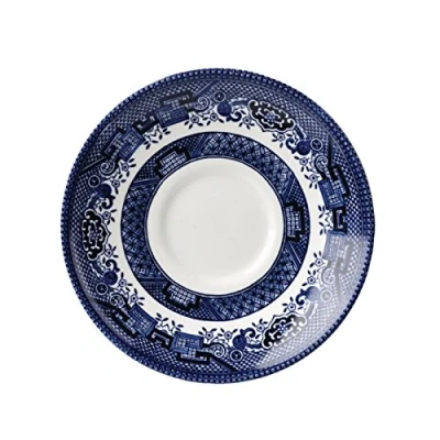 Image of Churchill Super Vitrified GL471 Porcelain Vintage Saucer, Willow Georgian, 141 mm Diameter, Blue (Pack of 12)