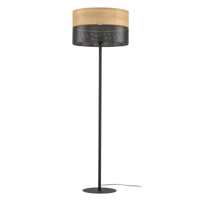 Image of Nicol Floor Lamp With Shade Black, Brown 1xE27