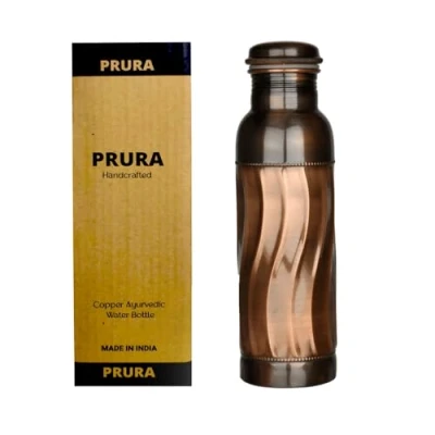 Image of PRURA Copper Water Bottle Leak Proof Ayurvedic Drinkware Vessel for Sports, Gym, Outdoors, Yoga