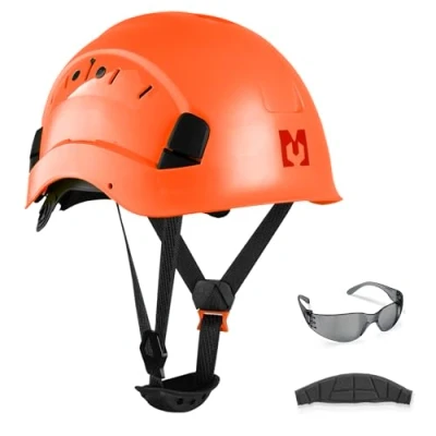 Image of Mustbau Hard Hats Construction Safety Helmet with Anti fog Glasses Wheel Ratchet Adjust 53 63 cm for Scaffolding,Construction and Tradesmen EN 397