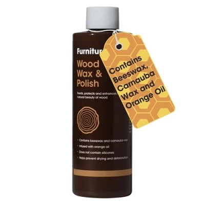 Image of Furniture Clinic Wood Wax &amp; Polish Contains Orange Oil All Natural for Finished or Unfinished Beeswax Adding a Protective Coating 500 ml