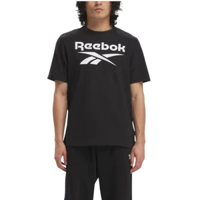 Image of Reebok RI BIG Stacked LOGO Print Tshirt, Men&#039;s, Size: Small, Black