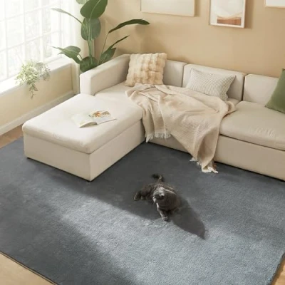 Image of SONGMICS Area Rug, 200 x 290 cm Living Room Non Slip Carpet, Home Decor, for Room, Bedroom, Machine Washable, Modern Style, Dove Grey TAR014G01