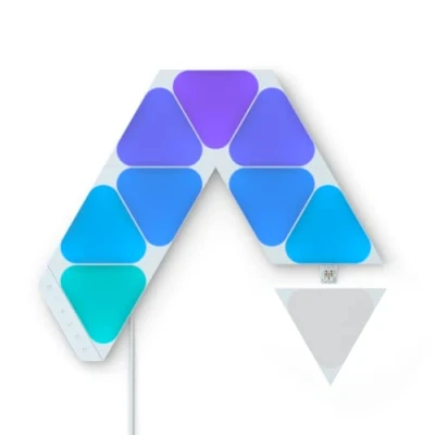 Image of Nanoleaf Shapes Mini Triangle Starter Kit, 9 Smart Light Panels LED RGBW Modular Wi Fi Colour Changing Wall Lights, Works with Alexa Google Assistant Apple Homekit, for Room Decor &amp; Gaming