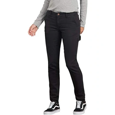 Image of Dickies, Women&#039;s, DUCK CARPENTER PANT SLIM STRAIGHT, RINSED BLACK, 27
