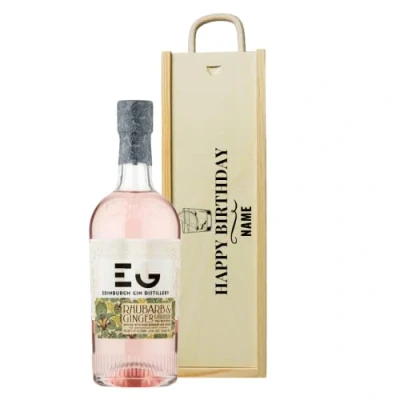 Image of Personalised Happy Birthday Edinburgh Rhubarb &amp; Ginger Gin Gift Set Gifts For Him, Her, Christmas, Birthday&#039;s, Father&#039;s Day, Mother&#039;s Day