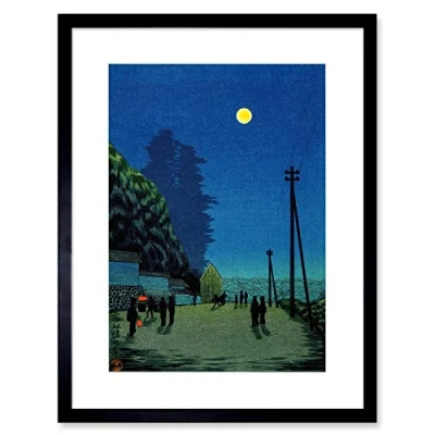 Image of Wee Blue Coo Kobayashi Kiyochika Japanese Moon Village Artwork Framed Wall Art Print 9X7 Inch