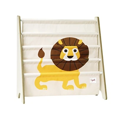 Image of 3 Sprouts Children&#039;s Book Rack Space Saving Kids Bookshelf and Bookcase Perfect for Room Nursery Storage, Lion
