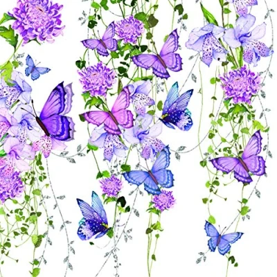 Image of 20 Napkins Butterflies on Flower Tendrils Animals Flowers Summer 33 x cm