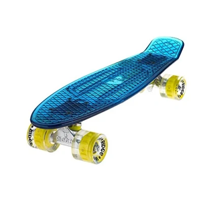 Image of Ridge Skateboards Complete Blaze 22&quot; Mini Cruiser Skateboard w LED wheels and transparent deck