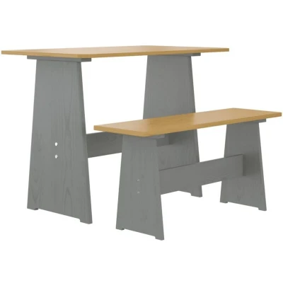 Image of vidaXL Dining Table with Bench REINE Honey Brown&amp;Grey Solid Wood Pine