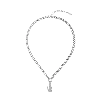 Image of Lacoste Crocodile Necklace, Women&#039;s, Size: One Size, Silber