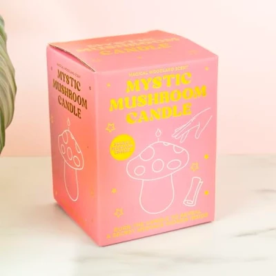 Image of Gift Republic Mystic Mushroom Candle Scented Woodland Blend with Hidden Message, Infused Vanilla, Patchouli &amp; Sandalwood, Enchanting for Meditation Relaxation Home Décor