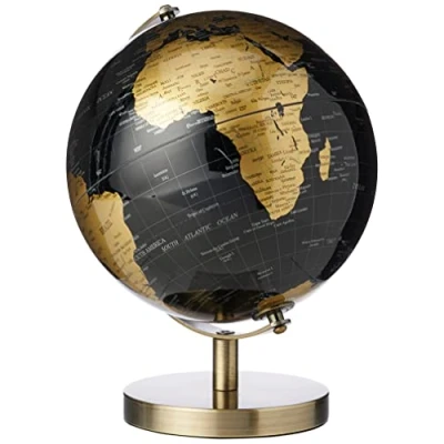 Image of Lesser &amp; Pavey Black Silver World Globe, Metal, 19cm