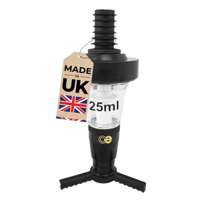 Image of Pack of 5 Universal Solo Bar Optic Measures for Spirits CE Stamped Measure British Made Ideal Home and Commercial Bars (25ml Black, 5)