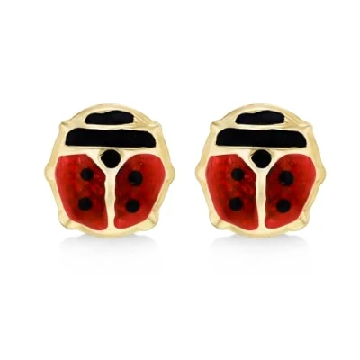 Image of Carissima Gold Women&#039;s 9ct Yellow Enamel Ladybird Stud Earrings