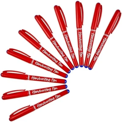 Image of (Pack of 10) Manuscript Blue Handwriting Pens Comfort Grip School Kids Handwriter