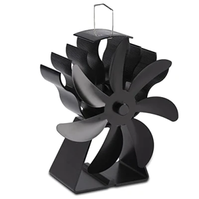 Image of Log Burner Fan Wood Stove 7 Blade, Heat Powered Fireplace for Burning Stove/Fireplace(Black)