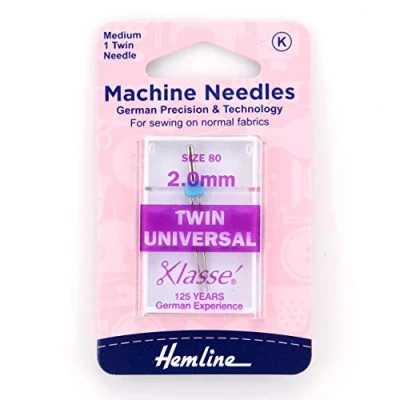 Image of Hemline Machine Needles: Twin Universal Blue, 2.0mm