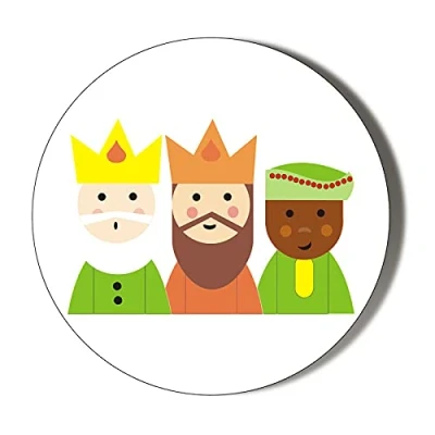 Image of Cartoon Three Wise Kings Small 10 x 49mm Vinyl Stickers Pack of