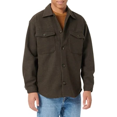 Image of JACK &amp; JONES Men&#039;s Jorollie Ls Noos Overshirt Shirt, Seal Brown, L