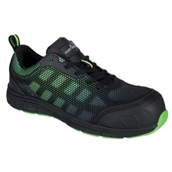Image of Portwest Compositelite Ogwen Low Cut Trainer S1P Black/Green UK 6 EU 39