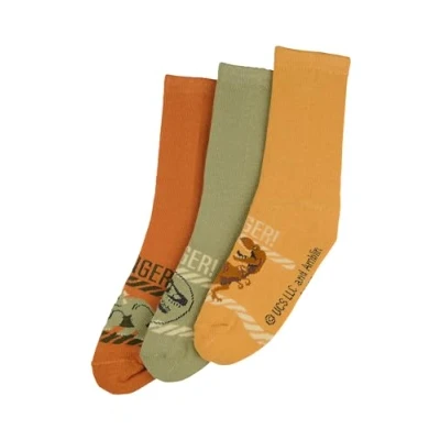 Image of ONOMATO! Jurassic World Danger! Children&#039;s Socks 3 Pairs, multicoloured, 31 34