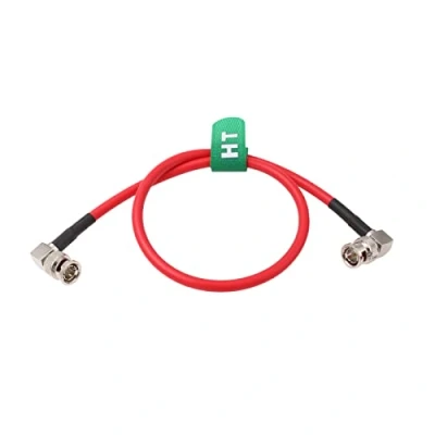 Image of HangTon 4K 12G SDI Raw Video Cable for Sony FS7 FX9 FX6 Camera Blackmagic SmallHD Atomos Monitor Right Angle BNC Canare LV 61S 75 ohm Coaxial Shielded (30cm, Red)